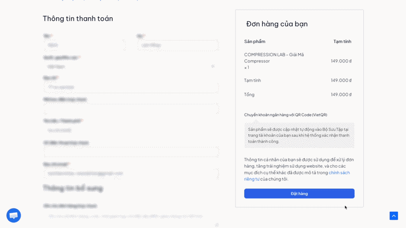 Minh họa cập nhật sản phẩm vào Bộ Sưu Tập sau khi thanh toán